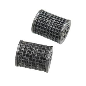 copper tube beads paved zircon, black plated, approx 10-12mm