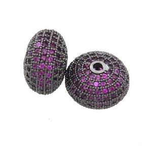 copper rondelle beads pave hotpink zircon, black plated, approx 9x14mm