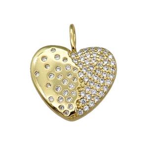 copper Heart pendant pave zircon, gold plated, approx 17mm