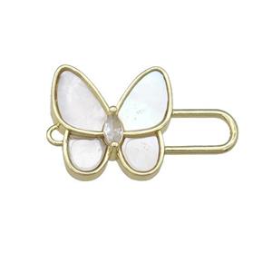 copper Butterfly connector pave shell, gold plated, approx 16mm, 25mm