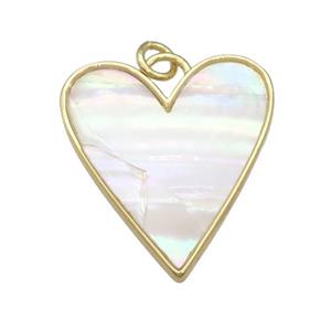 copper Heart pendant paved shell, gold plated, approx 23-27mm