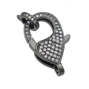 copper Lobster Clasp paved zircon, black plated, approx 12-19mm