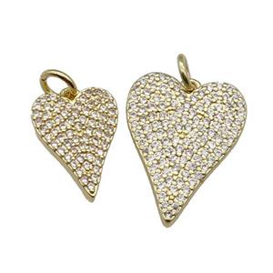 copper Heart pendant pave zircon, gold plated, approx 15-20mm