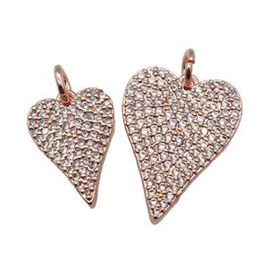 copper Heart pendant pave zircon, rose gold, approx 11-15.5mm