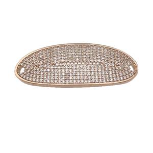 copper oval connector pave zircon, rose gold, approx 18-40mm