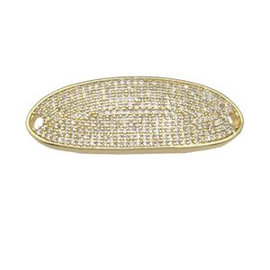 copper oval connector pave zircon, gold plated, approx 18-40mm