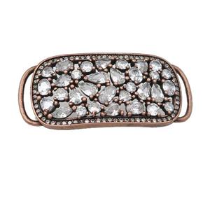 copper rectangle connector pave zircon, antique red, approx 18-40mm