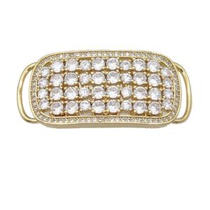 copper rectangle connector pave zircon, gold plated, approx 18-40mm