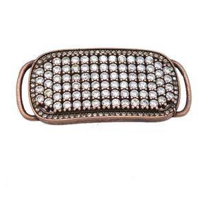 copper rectangle connector pave zircon, antique red, approx 18-40mm