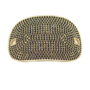 copper oval connector pave black zircon, gold plated, approx 26-38mm