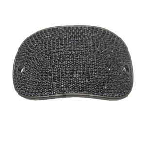 copper oval connector pave black zircon, black plated, approx 26-38mm