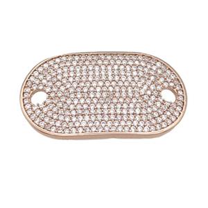 copper oval connector pave zircon, rose gold, approx 18-31mm