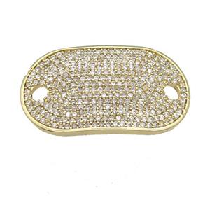 copper oval connector pave zircon, gold plated, approx 18-31mm
