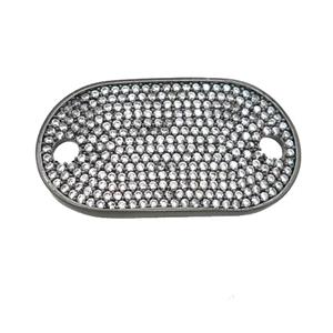 copper oval connector pave zircon, black plated, approx 18-31mm