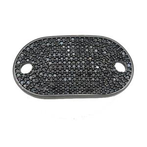 copper oval connector pave zircon, black plated, approx 18-31mm