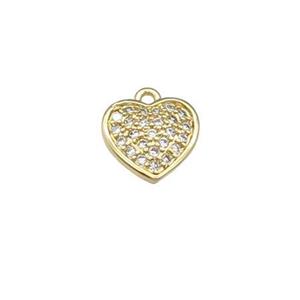 copper heart pendant pave zircon, gold plated, approx 9mm
