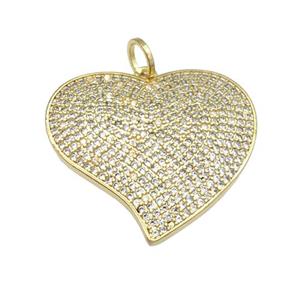 copper Heart pendant pave zircon, gold plated, approx 26-28mm