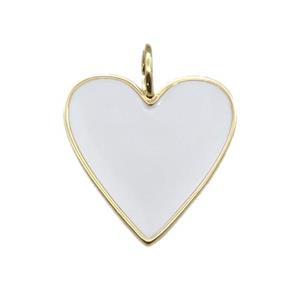 copper Heart pendant with white enamel, gold plated, approx 24-25mm