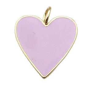 copper Heart pendant with pink enamel, gold plated, approx 24-25mm
