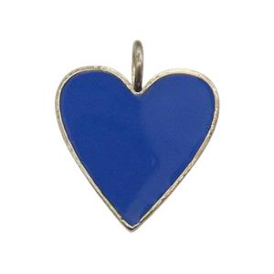 copper Heart pendant with lapisblue enamel, gold plated, approx 24-25mm