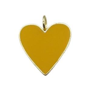 copper Heart pendant with brown enamel, gold plated, approx 24-25mm
