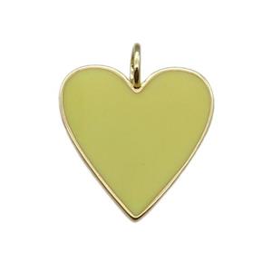 copper Heart pendant with yellow enamel, gold plated, approx 24-25mm