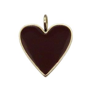 copper Heart pendant with darkred enamel, gold plated, approx 24-25mm