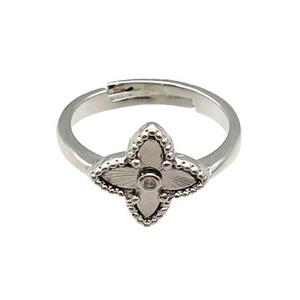 copper Star Ring, adjustable, platinum plated, approx 12mm, 18mm dia