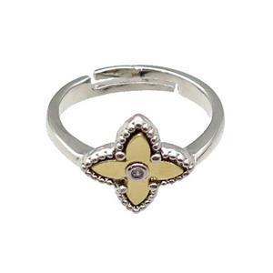 copper Star Ring, adjustable, platinum plated, approx 12mm, 18mm dia
