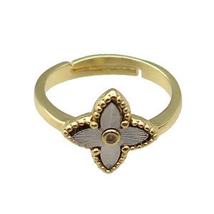 copper Star Ring, adjustable, gold plated, approx 12mm, 18mm dia