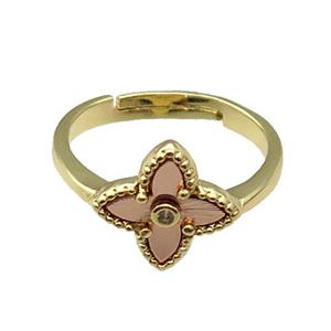copper Star Ring, adjustable, gold plated, approx 12mm, 18mm dia