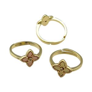 copper Star Ring, adjustable, gold plated, mixed, approx 12mm, 18mm dia