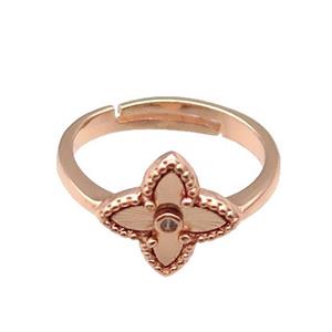 copper Star Ring, adjustable, rose gold, approx 12mm, 18mm dia