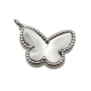 copper Butterfly pendant, platinum plated, approx 14-18mm