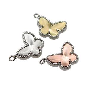copper Butterfly pendant, platinum plated, mixed, approx 14-18mm