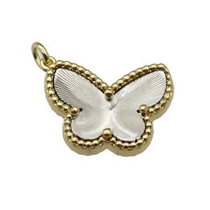 copper Butterfly pendant, platinum plated, approx 14-18mm