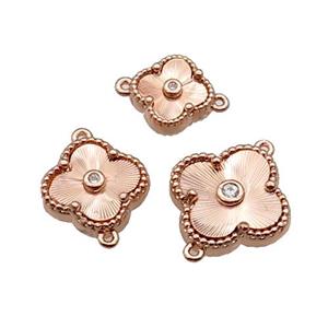 copper Clover connector, rose gold, approx 12mm