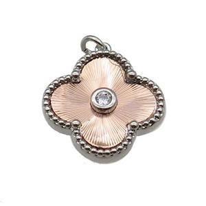 copper Clover pendant, rose gold, approx 17.5mm