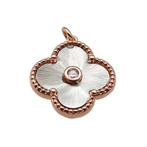 copper Clover pendant, platinum plated, approx 17.5mm