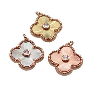 copper Clover pendant, rose gold, mixed, approx 17.5mm