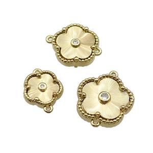 copper Flower connector, gold plated, approx 12mm