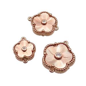 copper Flower connector, rose gold, approx 15mm