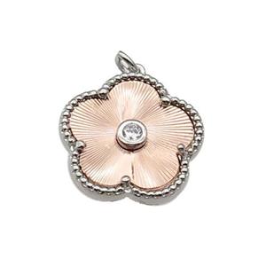 copper Flower pendant, rose gold, approx 18mm
