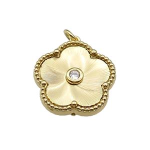 copper Flower pendant, gold plated, approx 18mm