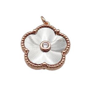 copper Flower pendant, platinum plated, approx 18mm