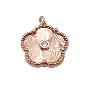 copper Flower pendant, rose gold, approx 18mm