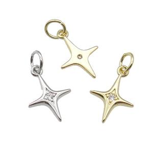 copper star pendant pave zircon, mixed, approx 10-12mm