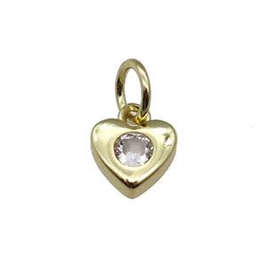 copper heart pendant pave zircon, gold plated, approx 6.5mm
