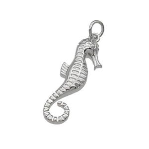 copper seahorse pendant, platinum plated, approx 9-25mm