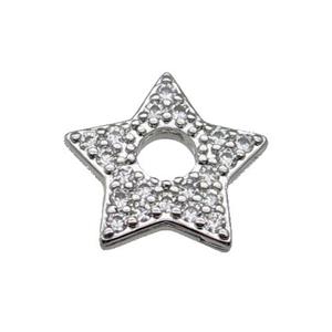 copper star pendant pave zircon, platinum plated, approx 16mm